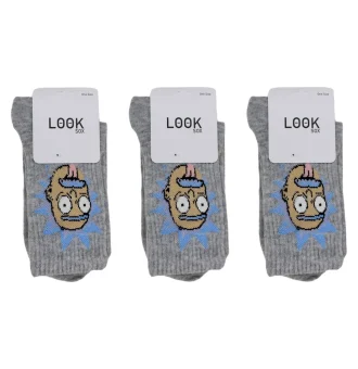 Look-Socks-Albert-Einstein-EMC-Desenli-Gri-Kolej-Çorap-3-Adet