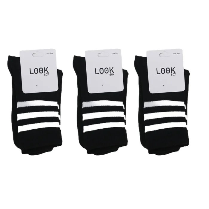 Look-Socks-Beyaz-Çizgili-Siyah-Kolej-Çorap-3-Adet