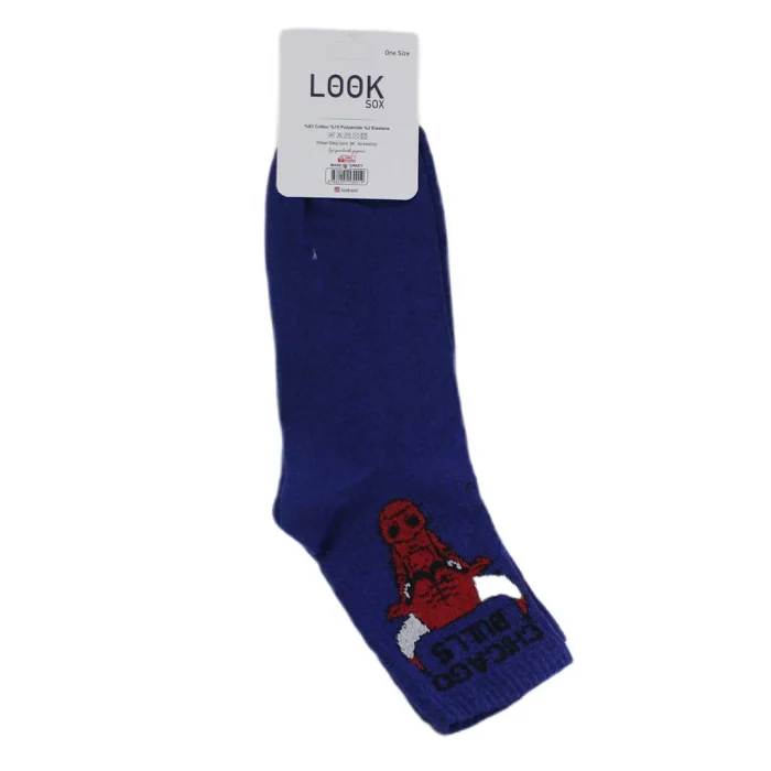 Look-Socks-Chicago-Bulls-Karakter-Desenli-Mavi-Kolej-Çorap-4