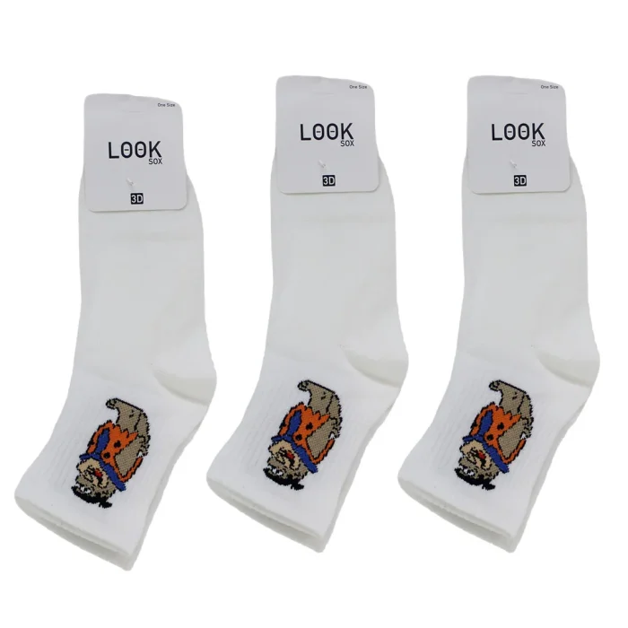 Look-Socks-Fred-Çakmaktaş-Desenli-Beyaz-Kolej-Çorap-3-Adet