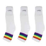 Look-Socks-Gökkuşağı-Çizgili-Beyaz-Kolej-Çorap-3-Adet