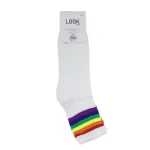 Look-Socks-Gökkuşağı-Çizgili-Beyaz-Kolej-Çorap-4