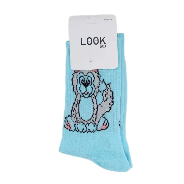 Look-Socks-Karakter-Desenli-Mavi-Kolej-Çorap-3