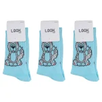 Look-Socks-Karakter-Desenli-Mavi-Kolej-Çorap-3-Adet