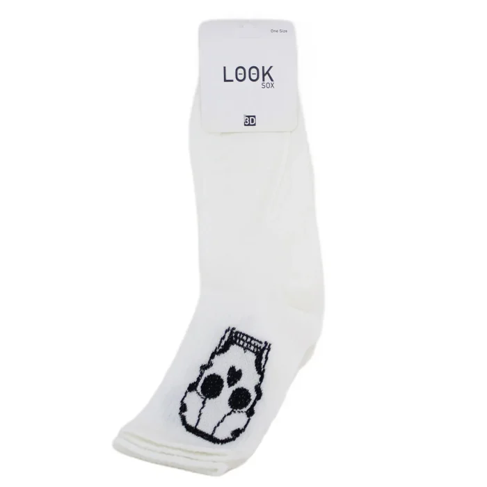 Look-Socks-Kuru-Kafa-İskelet-Karakter-Desenli-Beyaz-Kolej-Çorap-3
