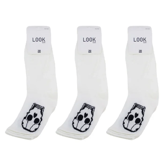 Look-Socks-Kuru-Kafa-İskelet-Karakter-Desenli-Beyaz-Kolej-Çorap-3-Adet