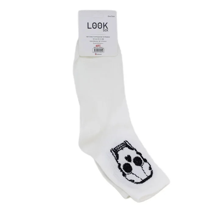 Look-Socks-Kuru-Kafa-İskelet-Karakter-Desenli-Beyaz-Kolej-Çorap-4