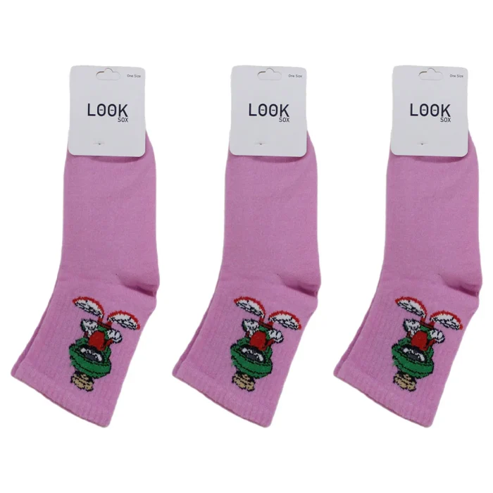 Look-Socks-Marslı-Marvin-Marvin-the-Martian-Desenli-Pembe-Kolej-Çorap-3-Adet