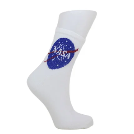 Look-Socks-Nasa-Desenli-Beyaz-Kolej-Çorap-2