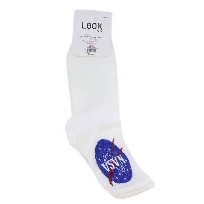 Look-Socks-Nasa-Desenli-Beyaz-Kolej-Çorap-4
