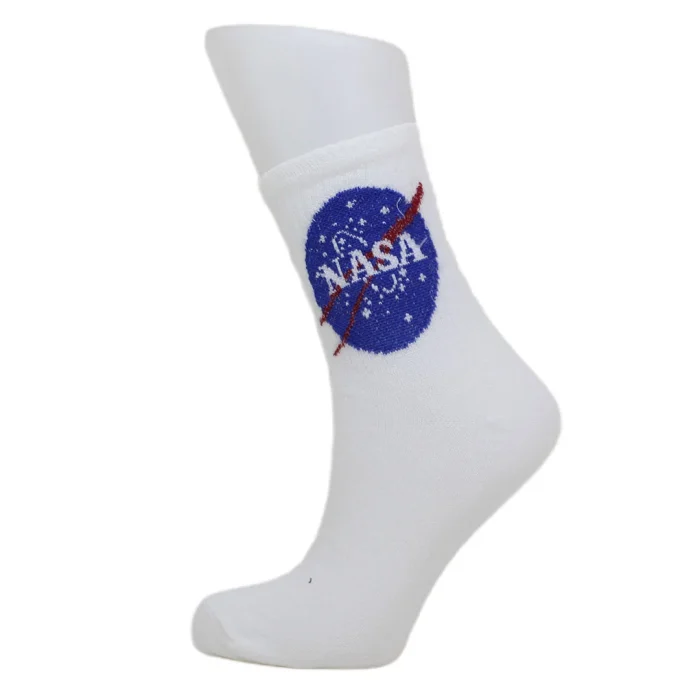 Look-Socks-Nasa-Desenli-Beyaz-Kolej-Çorap
