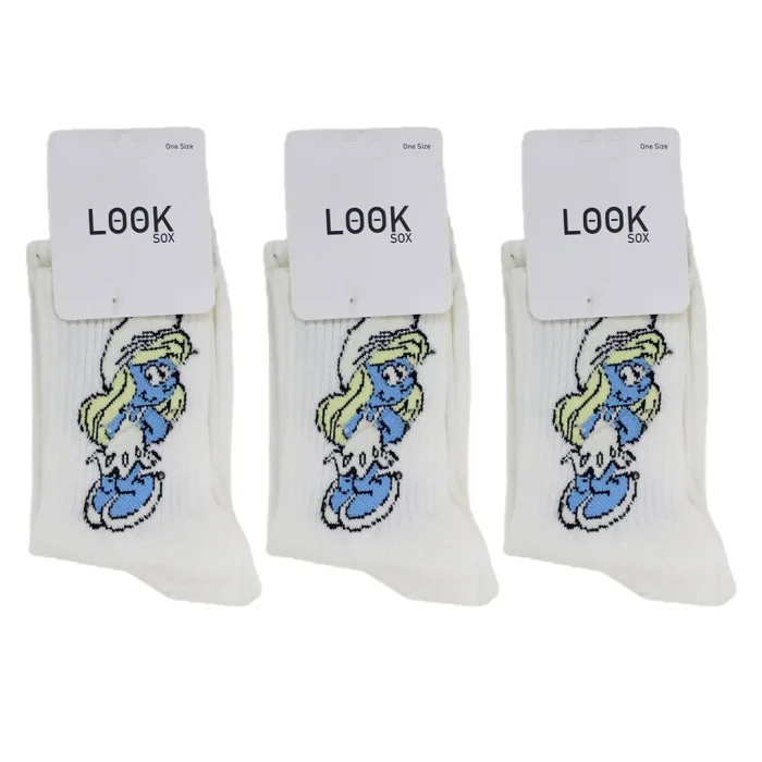 Look-Socks-Şirine-Desenli-Beyaz-Kolej-Çorap-3-Adet