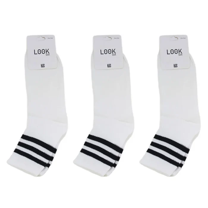 Look-Socks-Siyah-Çizgili-Beyaz-Kolej-Çorap-3-Adet