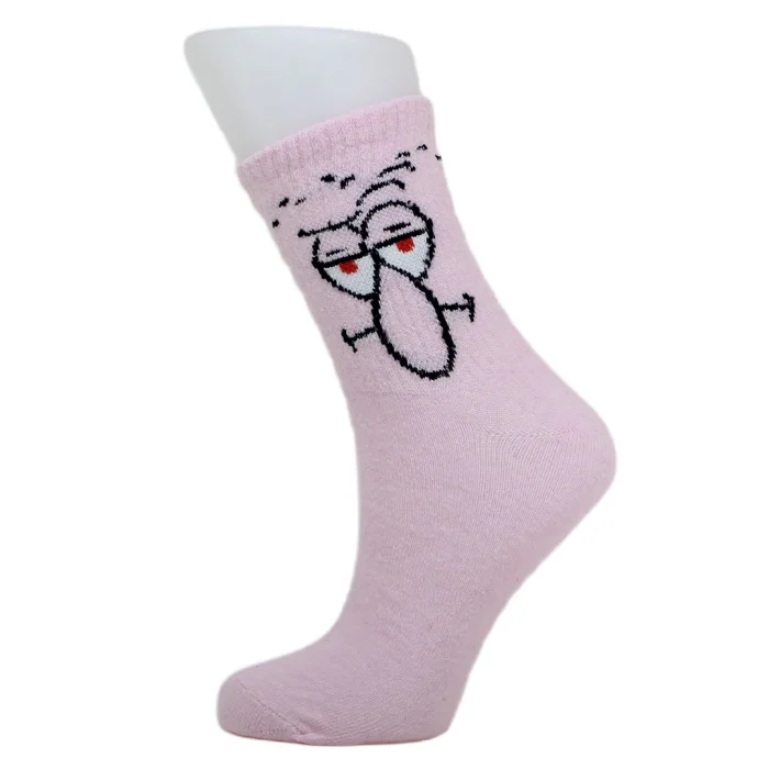 Look-Socks-Squidward-Dokunaç-Karakter-Desenli-Pembe-Kolej-Çorap