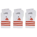 Look-Socks-Turuncu-Çizgili-Beyaz-Kolej-Çorap-3-Adet