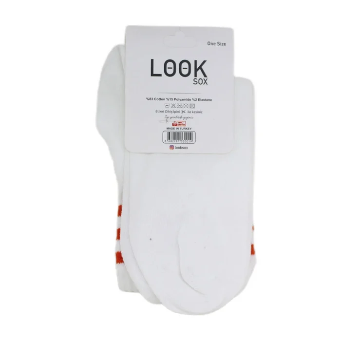 Look-Socks-Turuncu-Çizgili-Beyaz-Kolej-Çorap-4