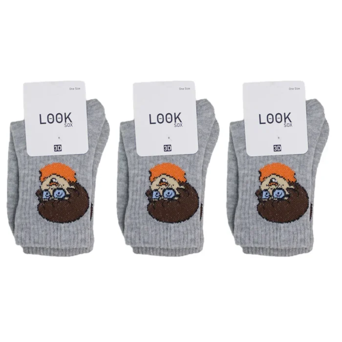 Look-Socks-Velma-Dinkley-Desenli-Gri-Kolej-Çorap-3-Adet