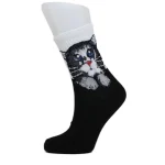 Look-Socks-Yavru-Kedi-Desenli-Siyah-Kolej-Çorap