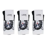 Look-Socks-Yavru-Kedi-Desenli-Siyah-Kolej-Çorap-3-Adet
