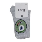 Look-Socks-Yeşil-Uzaylı-Canavar-Göz-Karakter-Desenli-Kolej-Çorap-3
