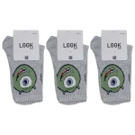 Look-Socks-Yeşil-Uzaylı-Canavar-Göz-Karakter-Desenli-Kolej-Çorap-3-Adet