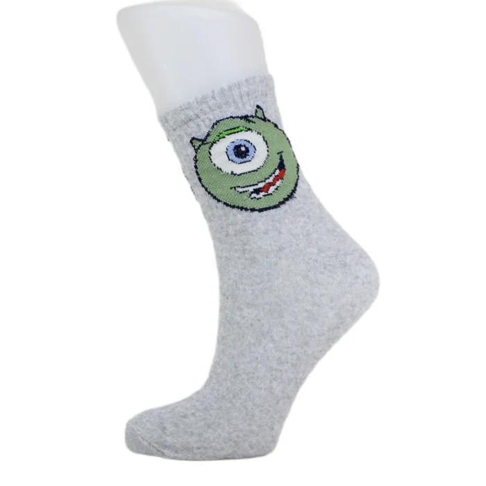 Look-Socks-Yeşil-Uzaylı-Canavar-Göz-Karakter-Desenli-Kolej-Çorap